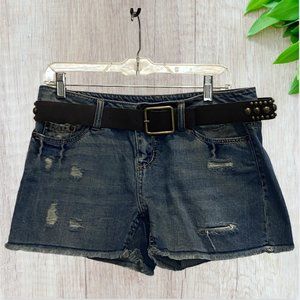 VINTAGE APT. 9 -- Short Shorts, Distressed Denim, Leather Stud Belt, Never Worn